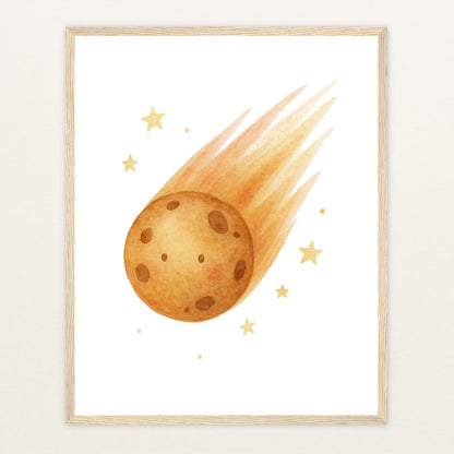 Asteroid Poster mit Holzrahmen von tinylearner