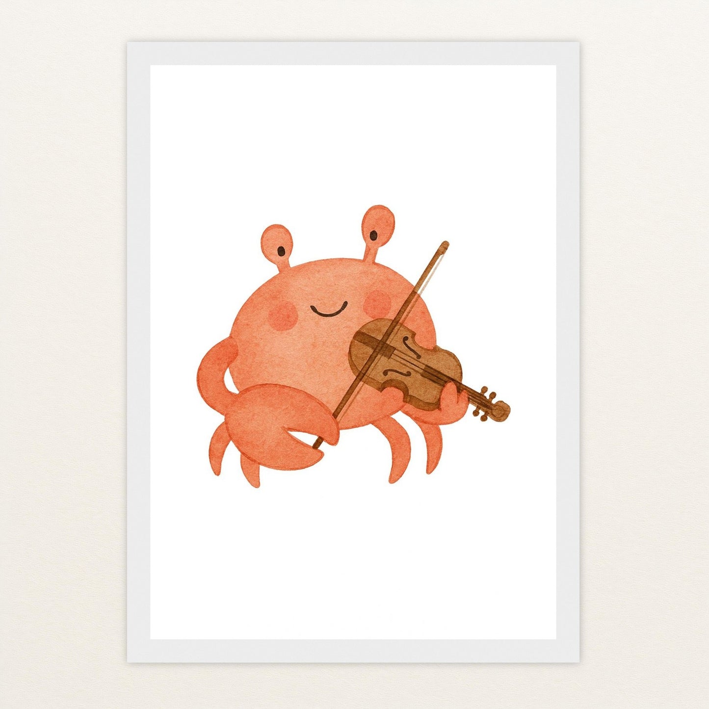 Krabbi der Krebs - Motiv: "Geige" Poster mit Holzrahmen von tinylearner
