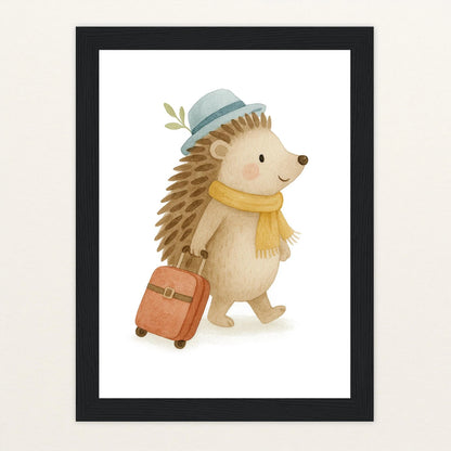 Iggi der Igel - Motiv: "Reisen" Poster mit Holzrahmen von tinylearner