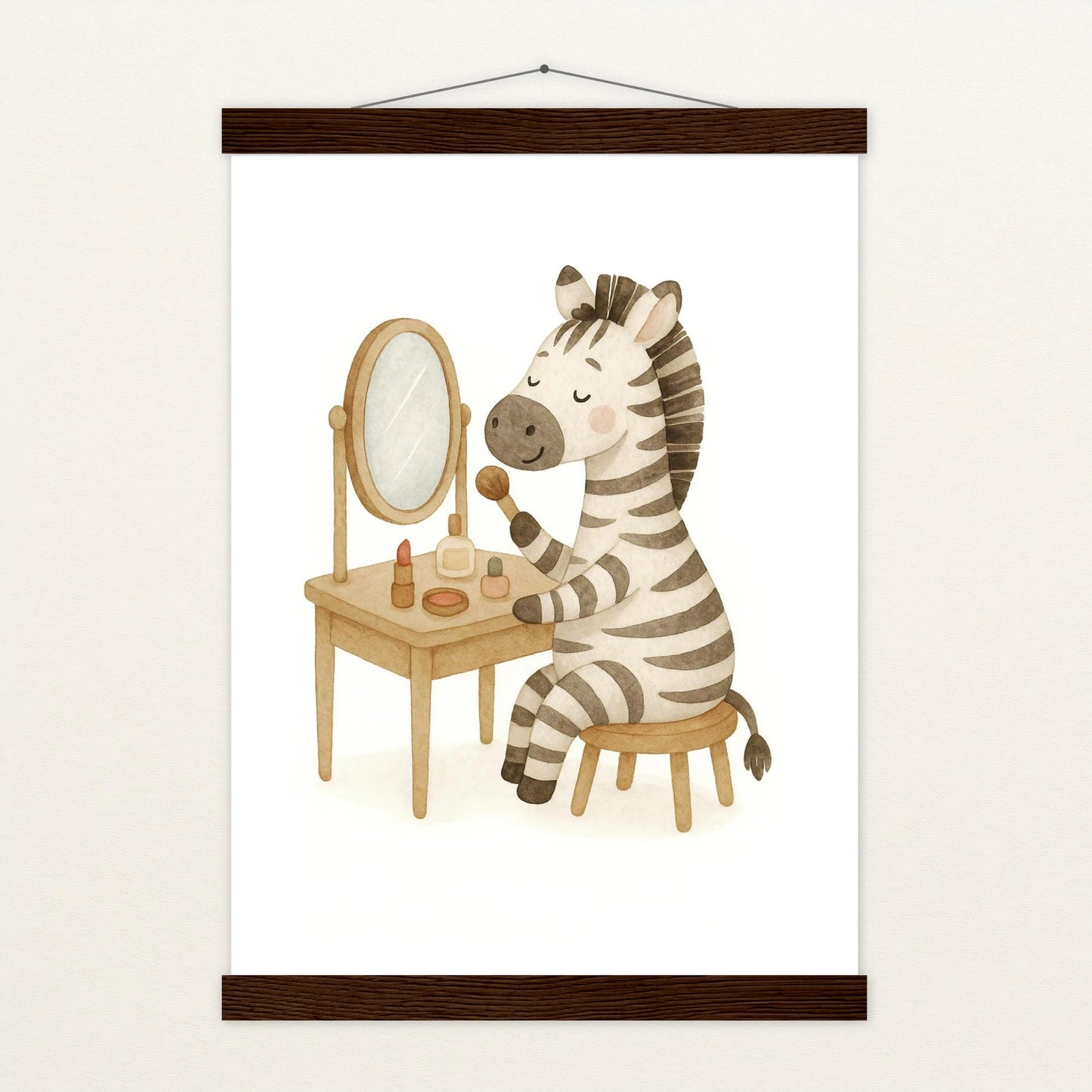 Zinni das Zebra - Motiv: "Schminken" Poster mit Leisten von tinylearner