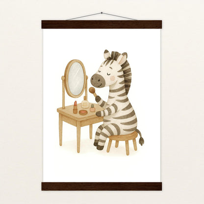 Zinni das Zebra - Motiv: "Schminken" Poster mit Leisten von tinylearner