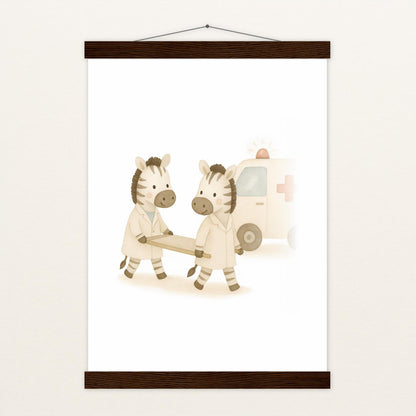 Zinni das Zebra - Motiv: "Krankenwagen" Poster mit Leisten von tinylearner