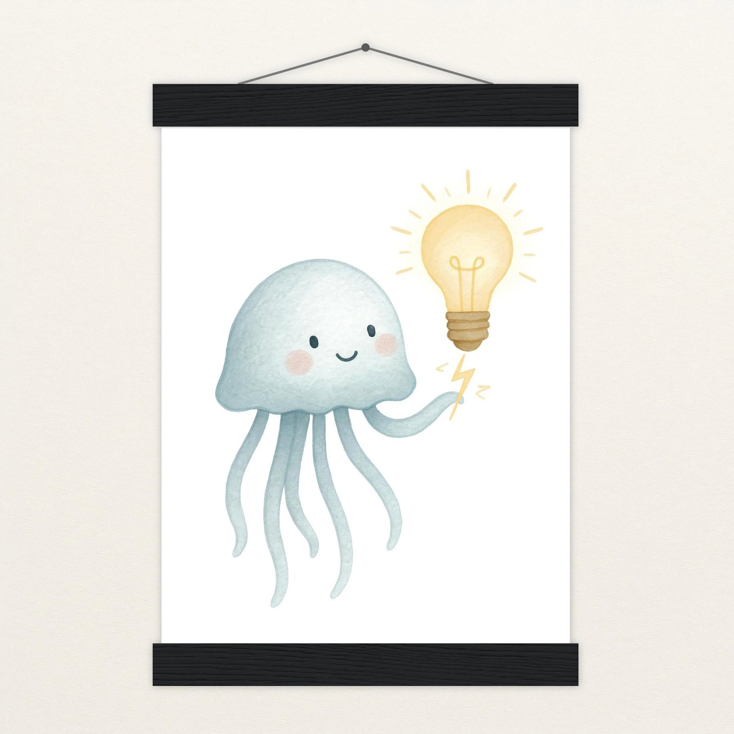 Quinn die Qualle - Motiv: "Glühbirne" Poster mit Leisten von tinylearner