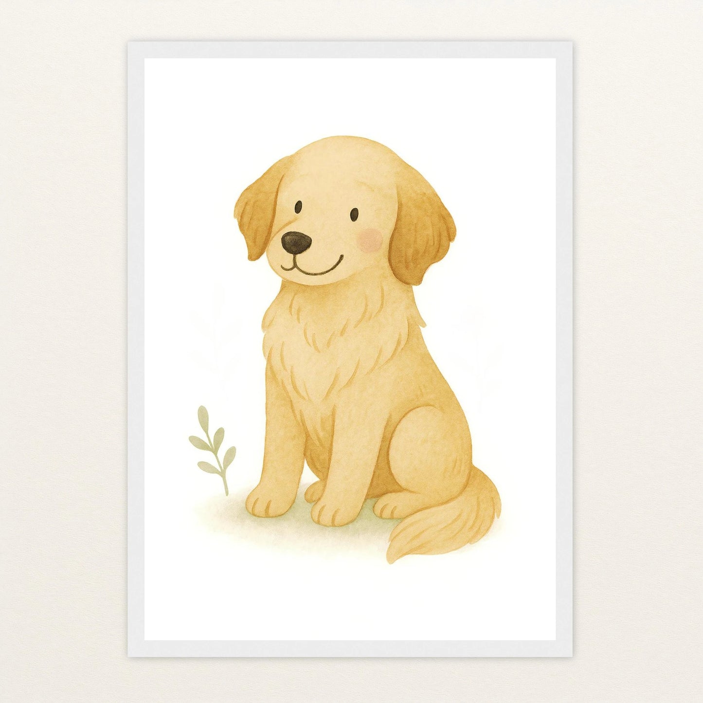 Hugo der Hund Poster mit Holzrahmen von tinylearner