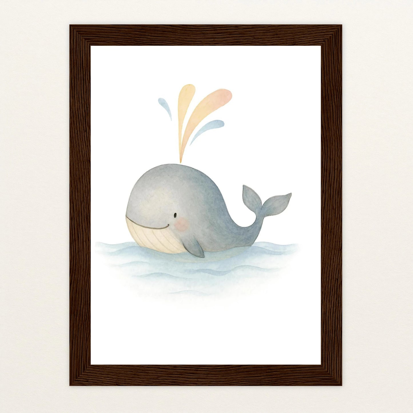 Willi der Wal - Motiv: "Freude" Poster mit Holzrahmen von tinylearner