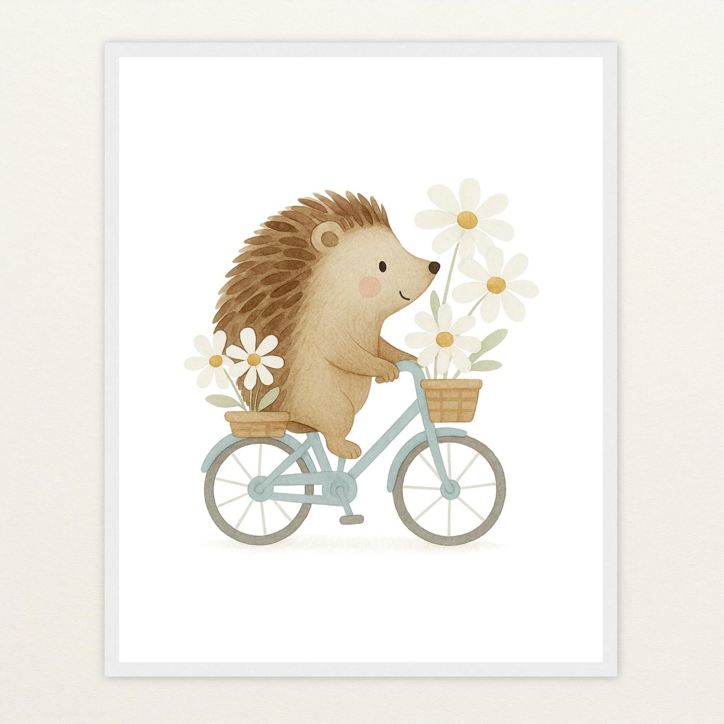 Iggi der Igel - Motiv: "Frühling" Poster mit Holzrahmen von tinylearner