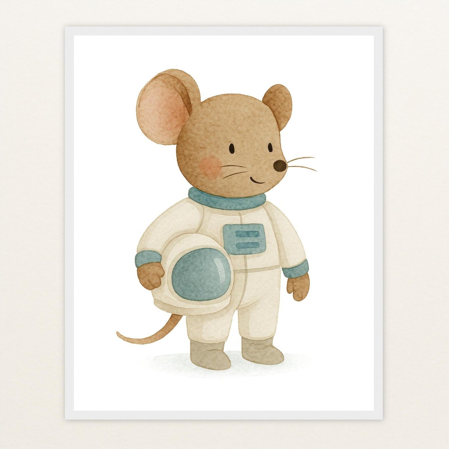 Mimi die Maus - Motiv: "Astronaut" Poster mit Holzrahmen von tinylearner