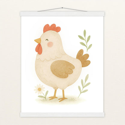 Hanni das Huhn Poster mit Leisten von tinylearner