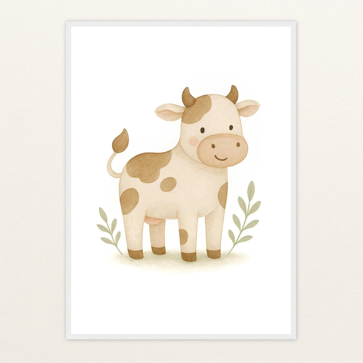 Klara die Kuh Poster mit Holzrahmen von tinylearner