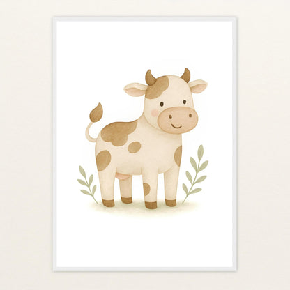 Klara die Kuh Poster mit Holzrahmen von tinylearner