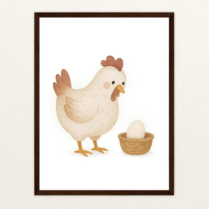 Hanni das Huhn - Motiv: "Ei" Poster mit Holzrahmen von tinylearner