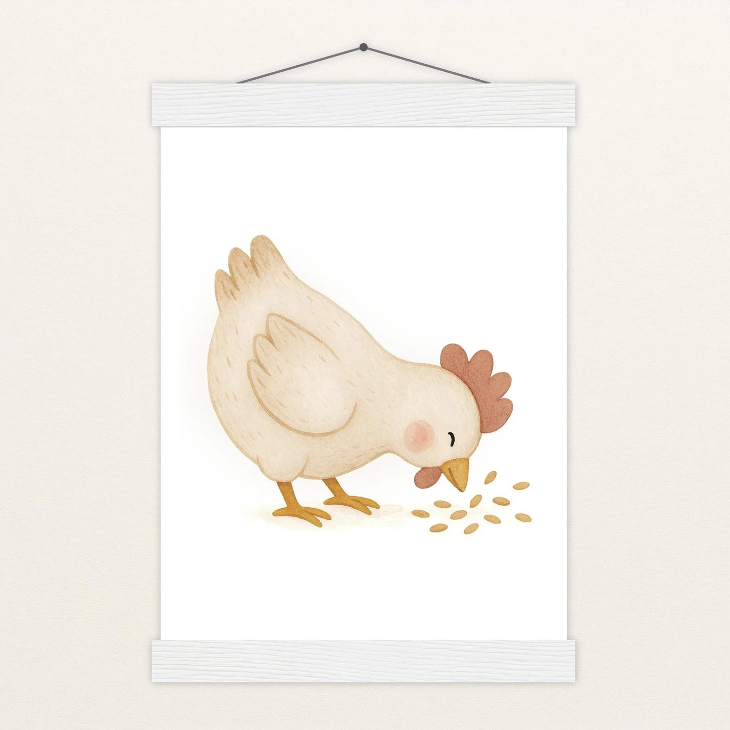 Hanni das Huhn - Motiv: "Körner" Poster mit Leisten von tinylearner