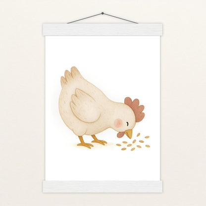 Hanni das Huhn - Motiv: "Körner" Poster mit Leisten von tinylearner