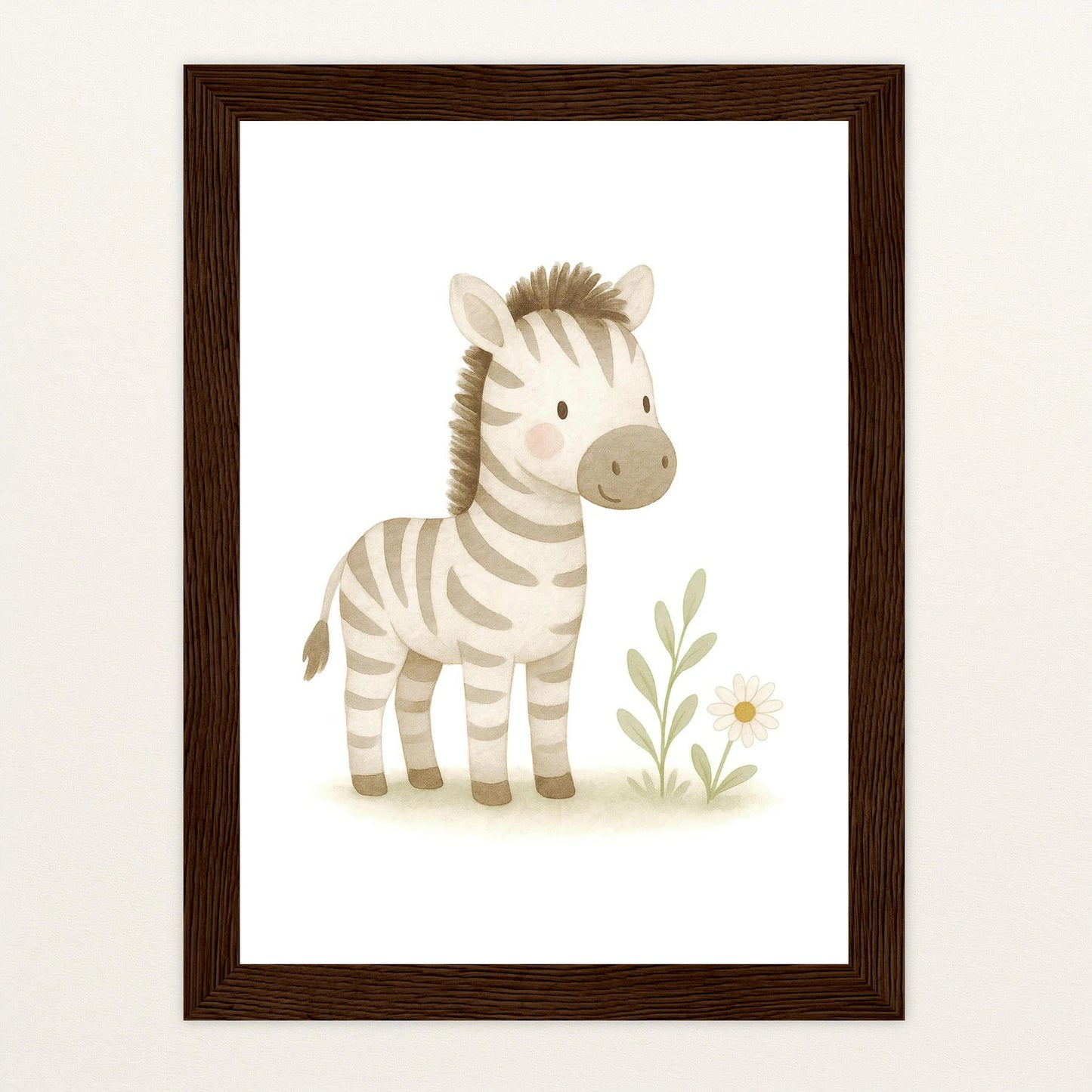 Zinni das Zebra Poster mit Holzrahmen von tinylearner