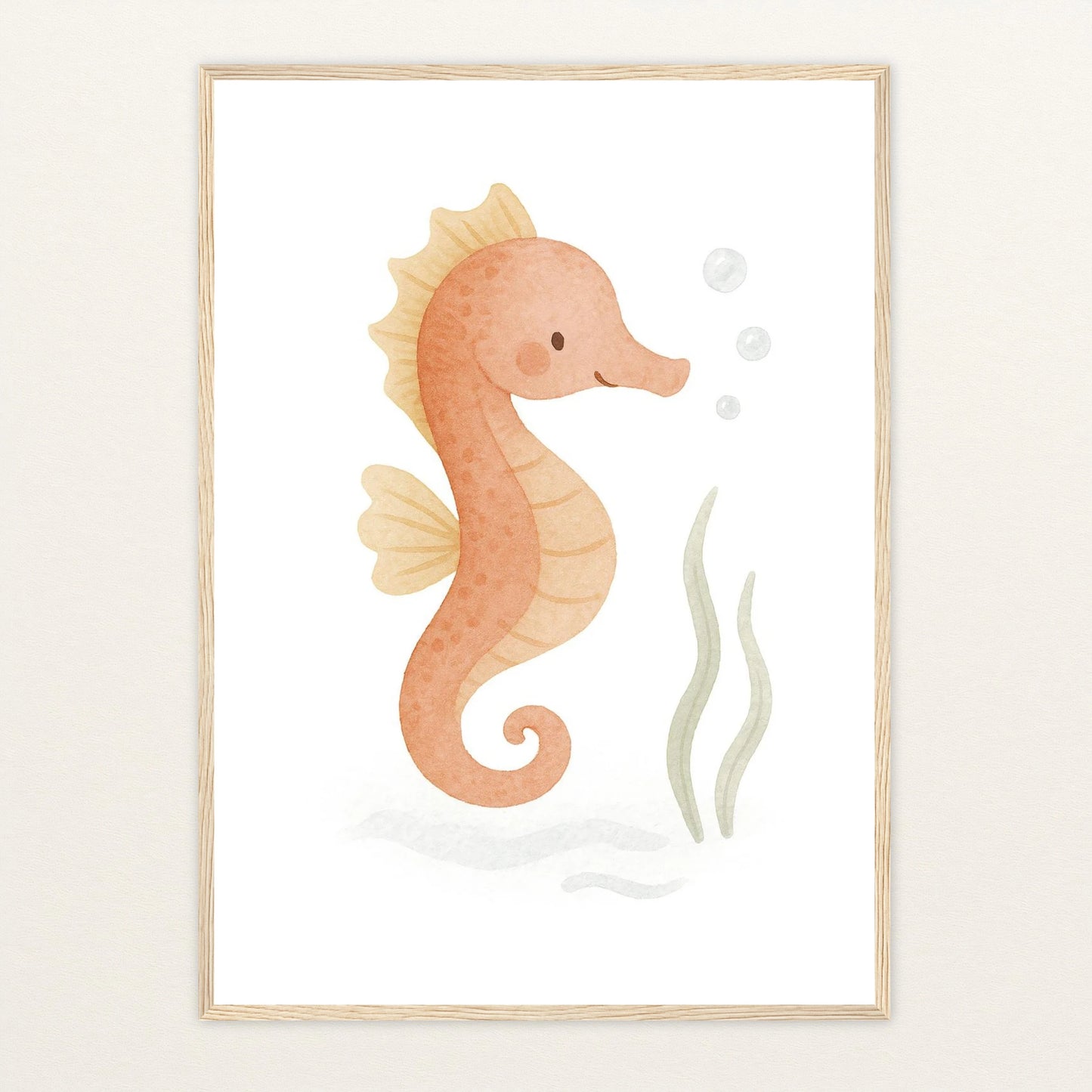 Suri das Seepferdchen Poster mit Holzrahmen von tinylearner