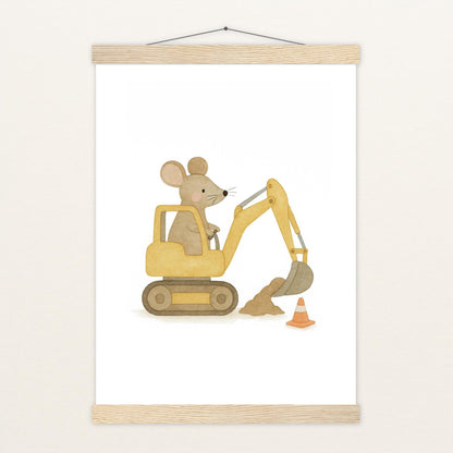 Mimi die Maus - Motiv: "Bagger" Poster mit Leisten von tinylearner
