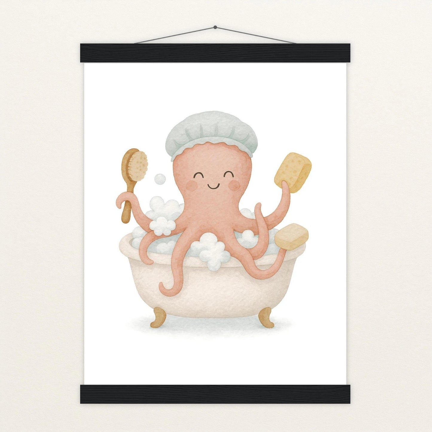 Tilli der Tintenfisch - Motiv: "Baden" Poster mit Leisten von tinylearner