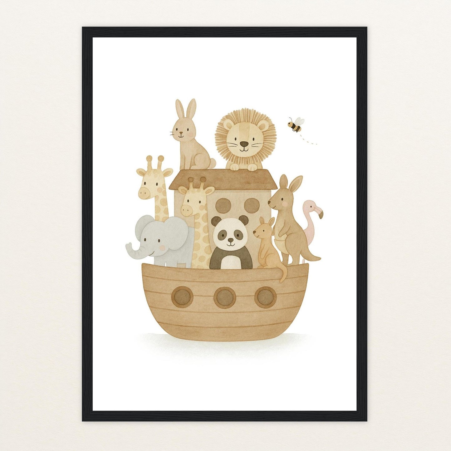 Tierfreunde - Motiv: "Arche Noah" Poster mit Holzrahmen von tinylearner