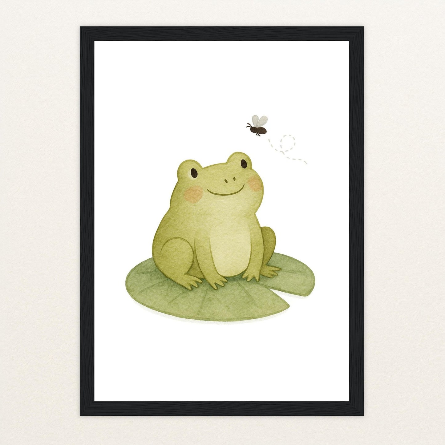 Flocke der Frosch - Motiv: "Fliege" Poster mit Holzrahmen von tinylearner