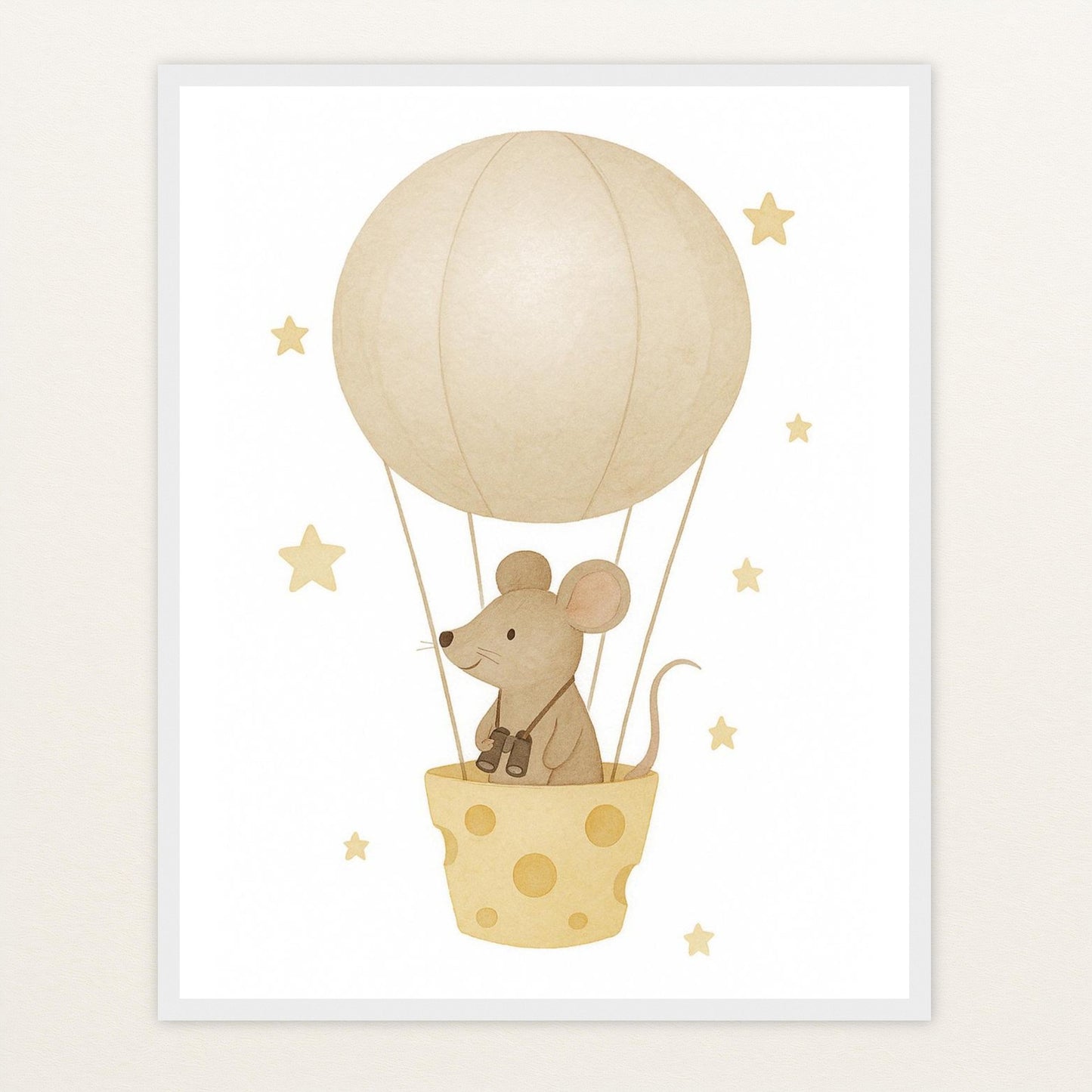 Mimi die Maus - Motiv: "Heißluftballon" Poster mit Holzrahmen von tinylearner