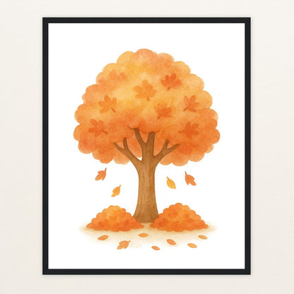 Ahornbaum Poster mit Holzrahmen von tinylearner