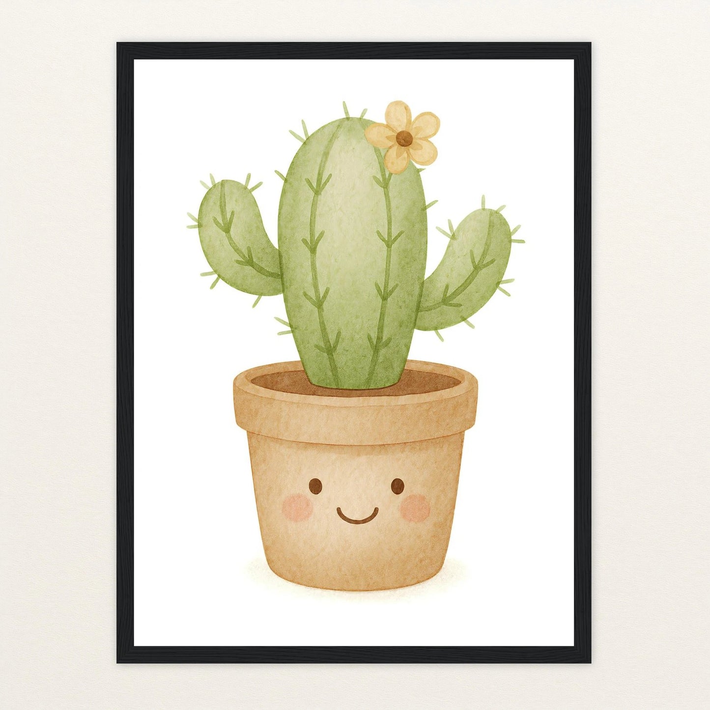 Kaktus Poster mit Holzrahmen von tinylearner