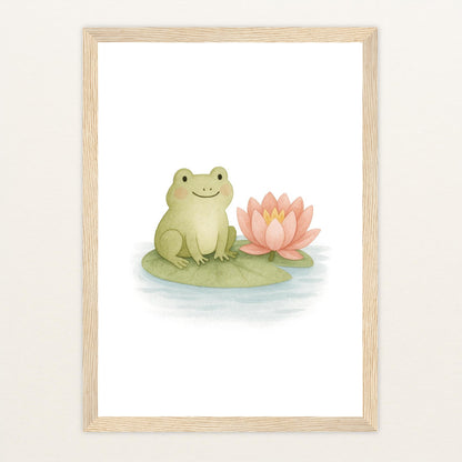 Flocke der Frosch Poster mit Holzrahmen von tinylearner