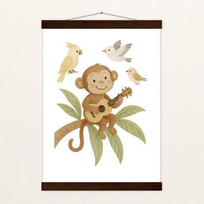Aki der Affe - Motiv: "Ukulele" Poster mit Leisten von tinylearner