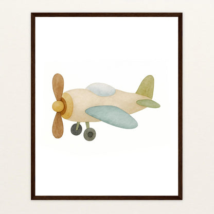 Propellerflugzeug Poster mit Holzrahmen von tinylearner