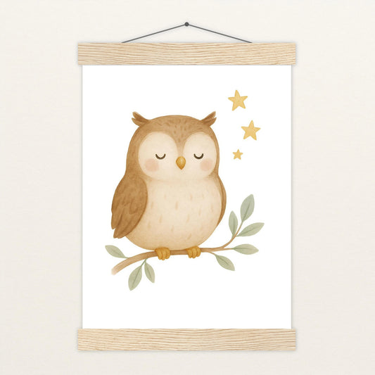 Emmi die Eule Poster mit Leisten von tinylearner