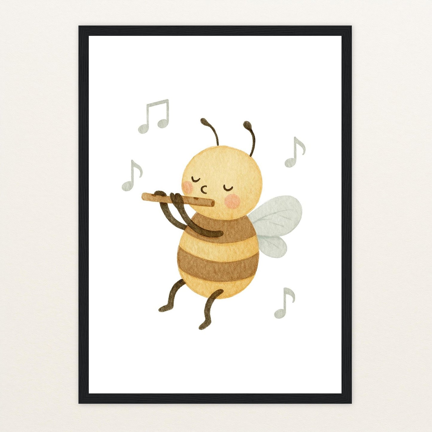 Bibi die Biene - Motiv: "Flöte" Poster mit Holzrahmen von tinylearner