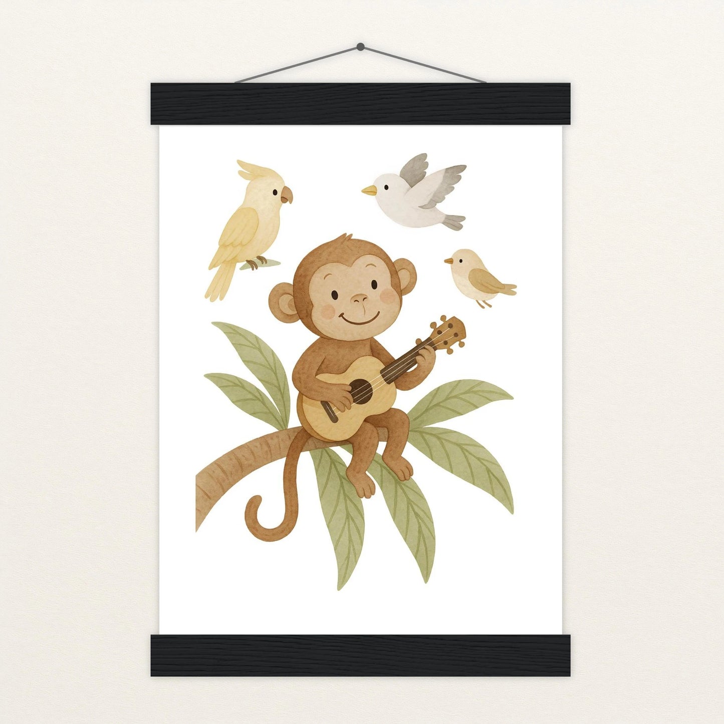 Aki der Affe - Motiv: "Ukulele" Poster mit Leisten von tinylearner