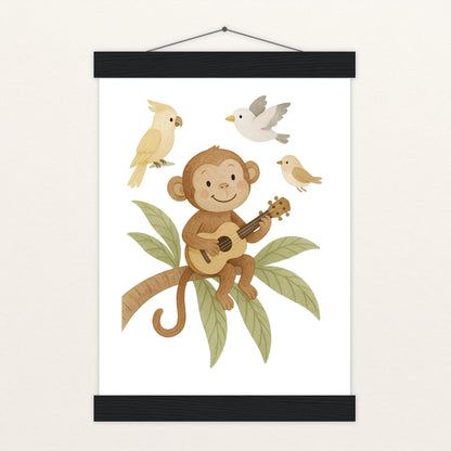 Aki der Affe - Motiv: "Ukulele" Poster mit Leisten von tinylearner