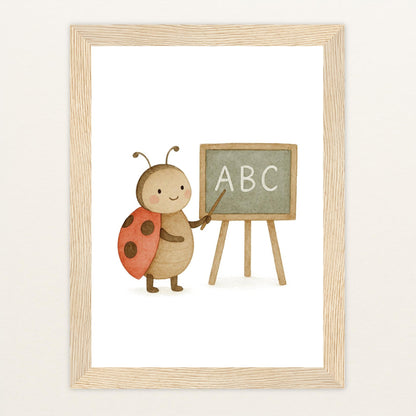 Marie der Marienenkäfer - Lehrer Poster mit Holzrahmen von tinylearner