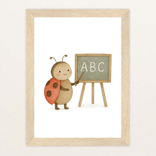 Marie der Marienenkäfer - Lehrer Poster mit Holzrahmen von tinylearner