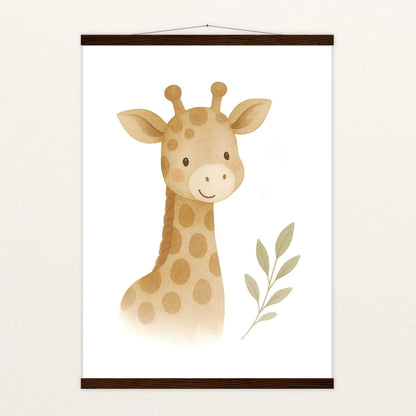 Greta die Giraffe Poster mit Leisten von tinylearner