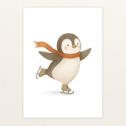Pia der Pinguin - Motiv: "Eislaufen" Poster von tinylearner