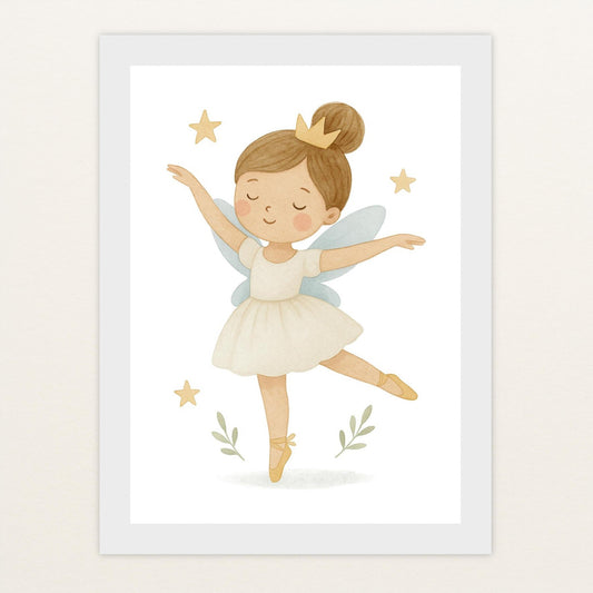 Fina die Fee - Motiv: "Ballett" Poster mit Holzrahmen von tinylearner
