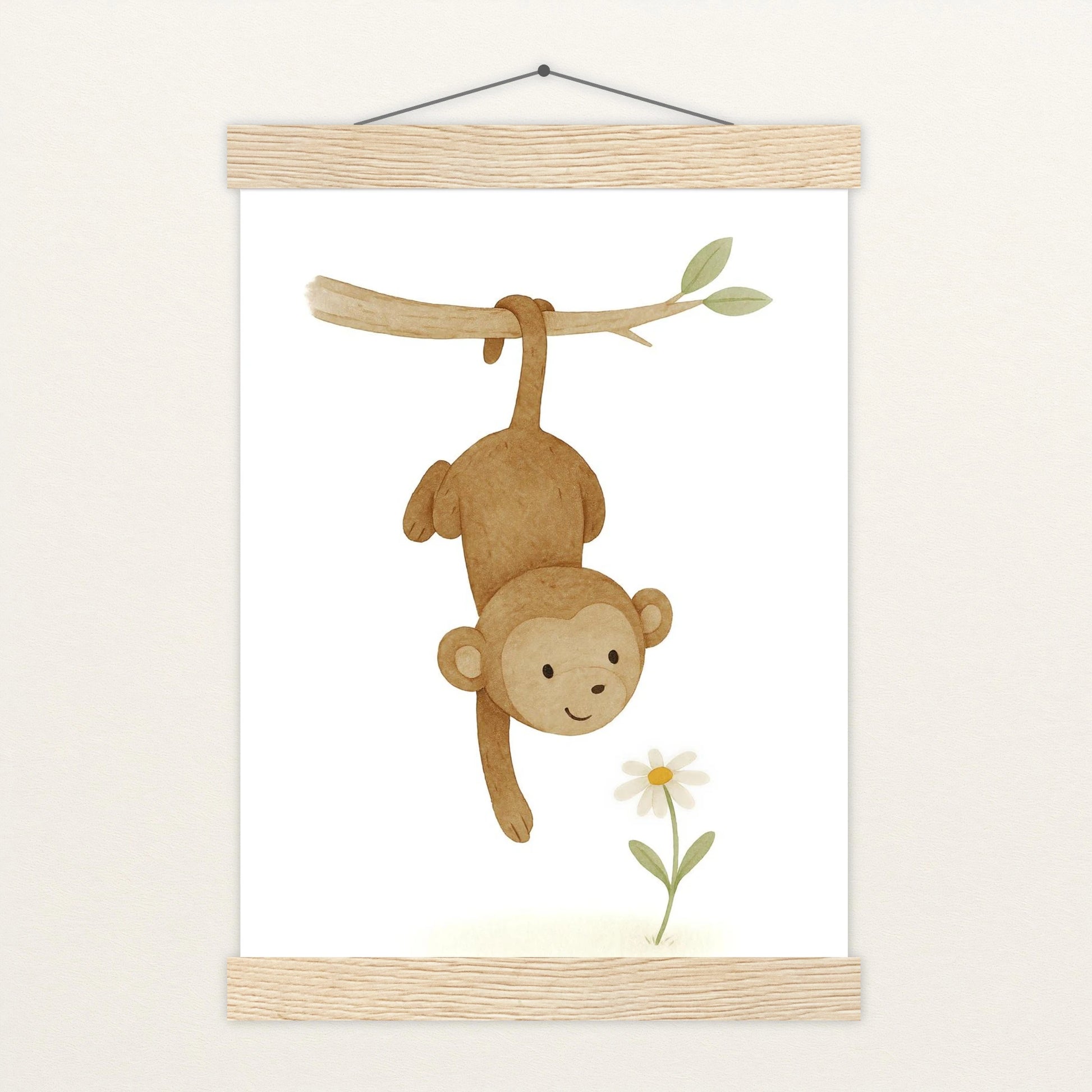 Aki der Affe - Motiv: "Gänseblümchen" Poster mit Leisten von tinylearner