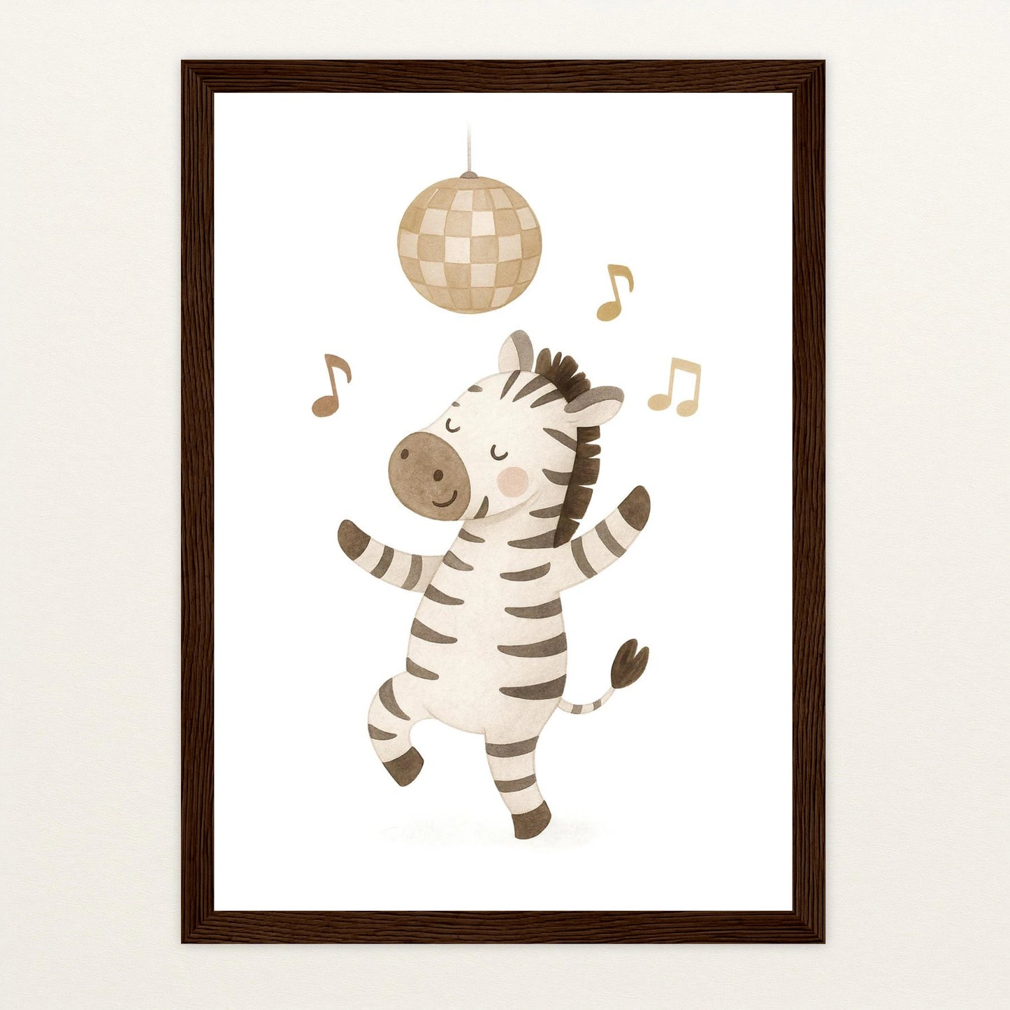 Zinni das Zebra - Motiv: "Tanzen" Poster mit Holzrahmen von tinylearner