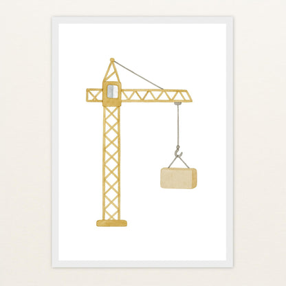 Kran Poster mit Holzrahmen von tinylearner