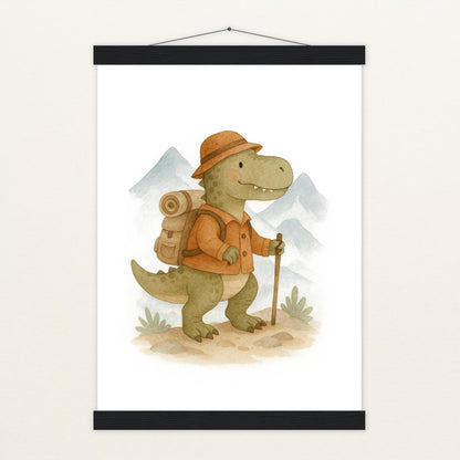 Dinosaurier T-Rex - Motiv: "Wandern" Poster mit Leisten von tinylearner