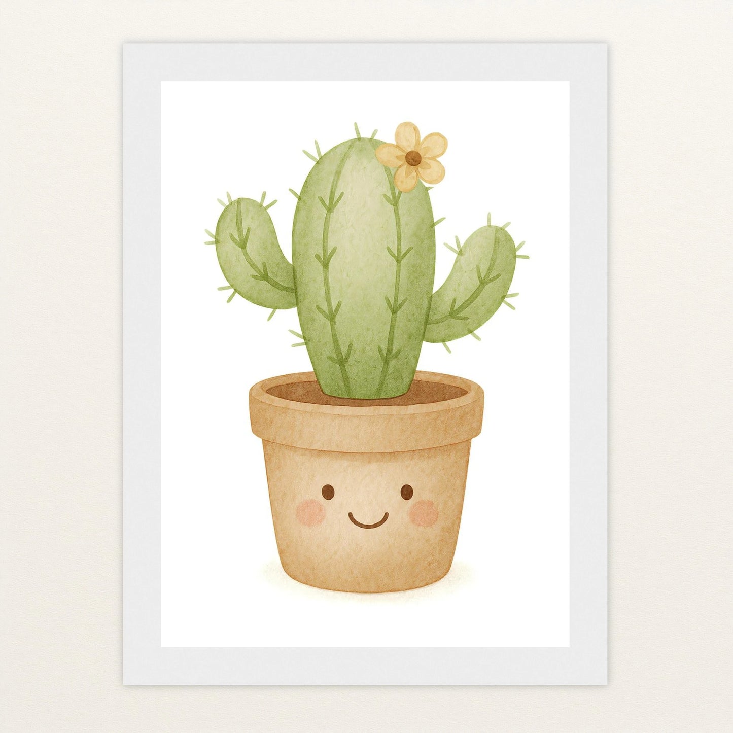 Kaktus Poster mit Holzrahmen von tinylearner