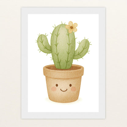 Kaktus Poster mit Holzrahmen von tinylearner