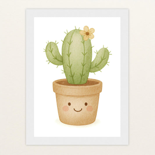 Kaktus Poster mit Holzrahmen von tinylearner