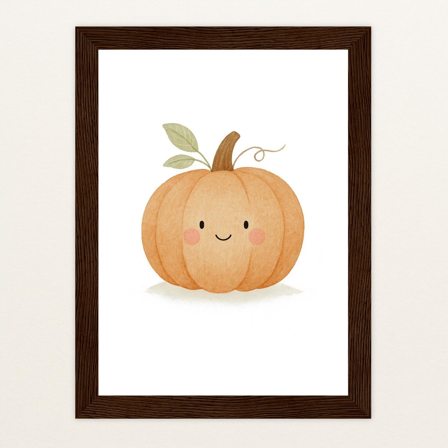 Gemüse: Kürbis Poster mit Holzrahmen von tinylearner