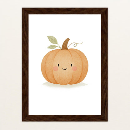 Gemüse: Kürbis Poster mit Holzrahmen von tinylearner