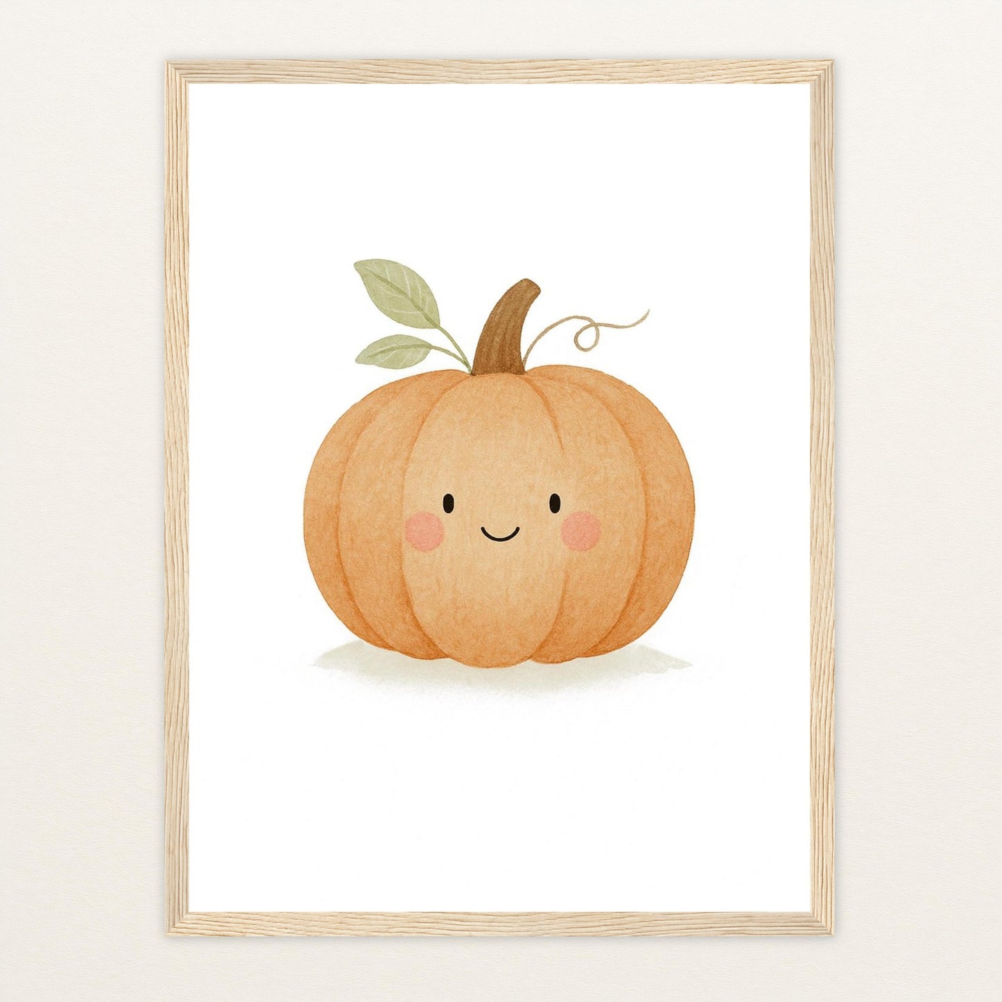 Gemüse: Kürbis Poster mit Holzrahmen von tinylearner