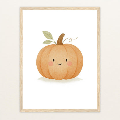 Gemüse: Kürbis Poster mit Holzrahmen von tinylearner