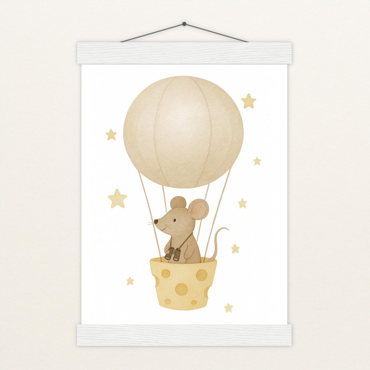 Mimi die Maus - Motiv: "Heißluftballon" Poster mit Leisten von tinylearner